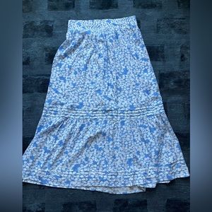 NWT Heyson Blue and White Lined Blossom Maxi Skirt, Women’s Medium